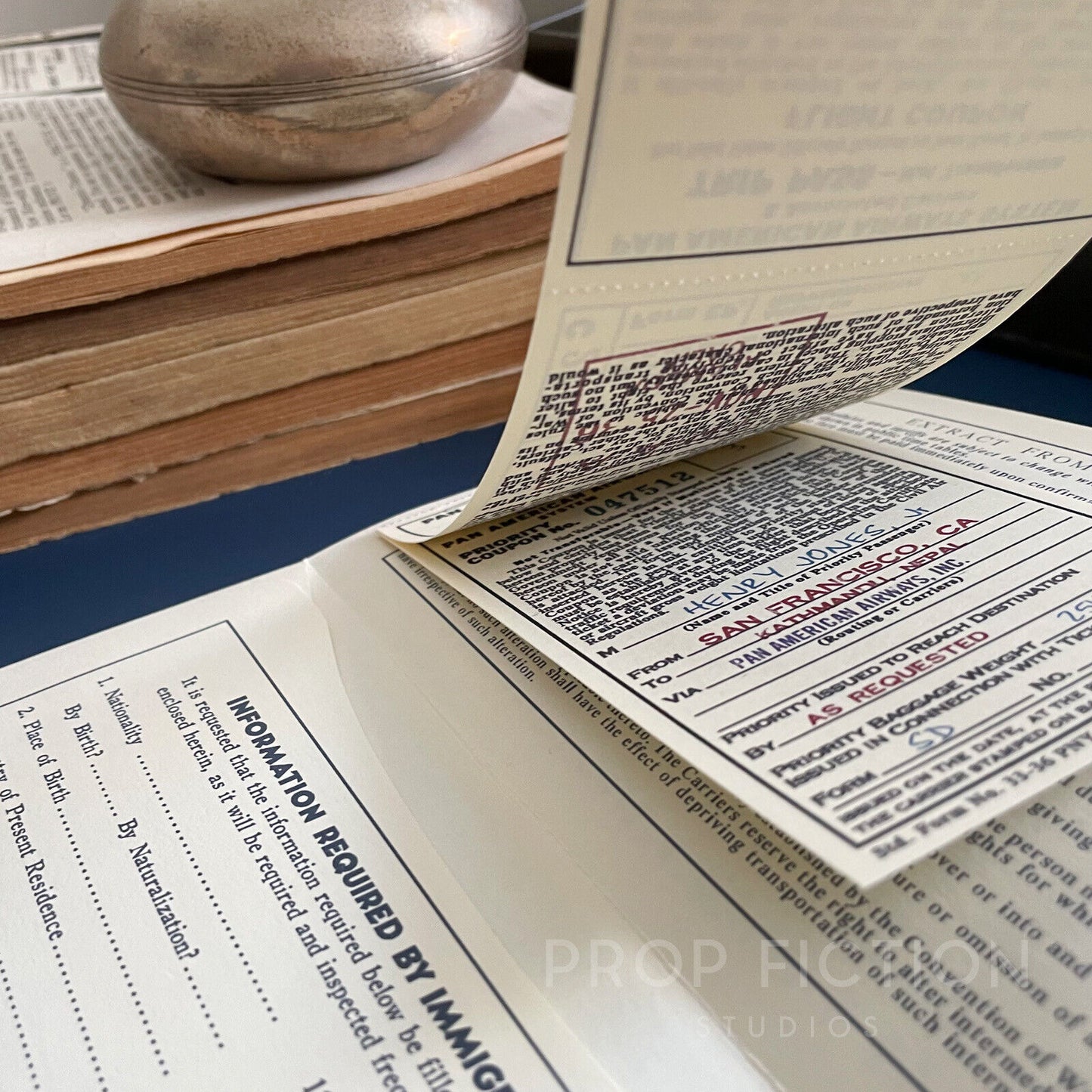 Indiana Jones: Prop 1936 PAA Clipper Ticket / Menu / Luggage Decal Replica Set