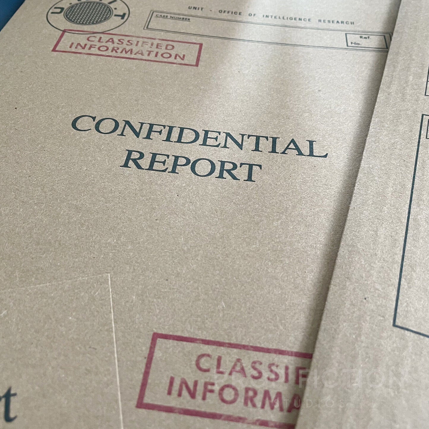 Movie Prop 1960s Secret Agent Intelligence Report Files / 3 x Cosplay Folder Set