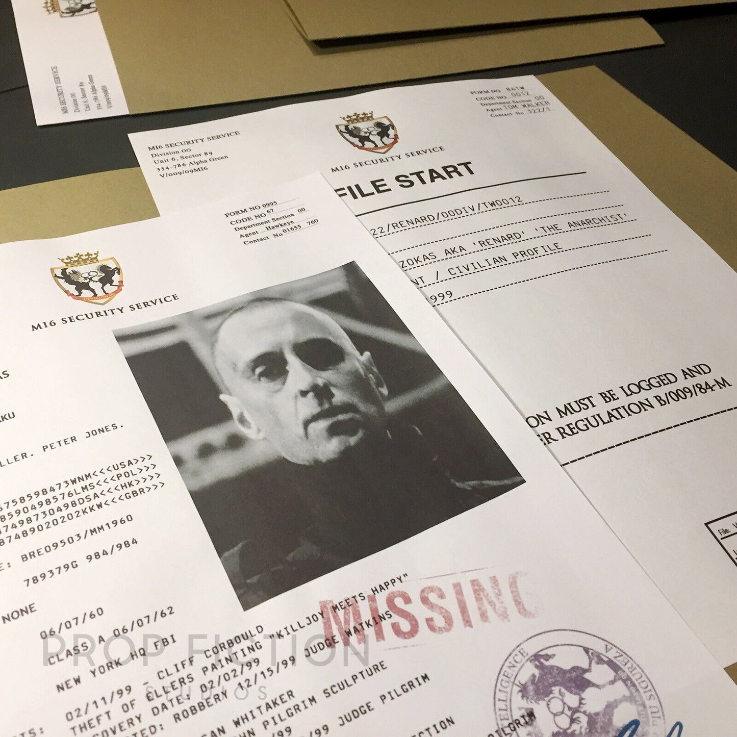 Cosplay Display: World is Not Enough TWINE - Prop MI6 Renard Report Case File