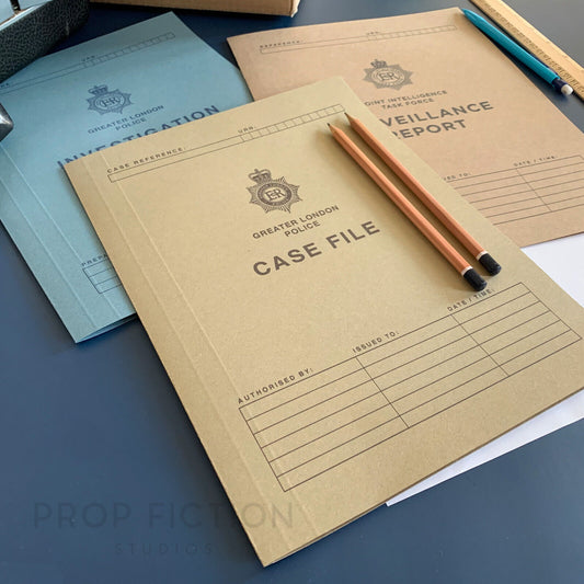 Movie Prop Detective Investigation Cosplay Files / 3 x Display Police Report Folder Set