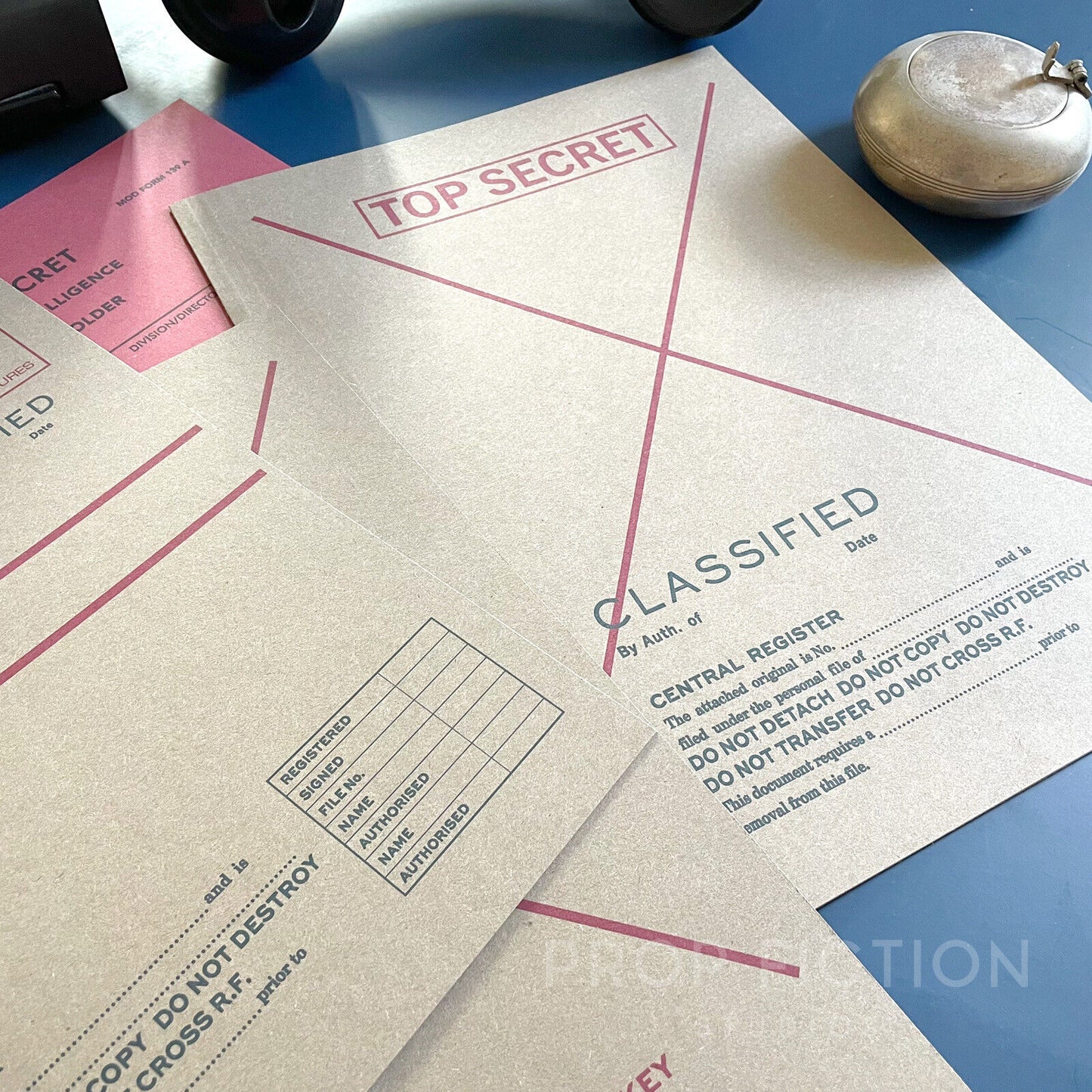 Movie Prop Secret Agent Mission Intelligence Files / 4 x Cosplay Spy Folder Set