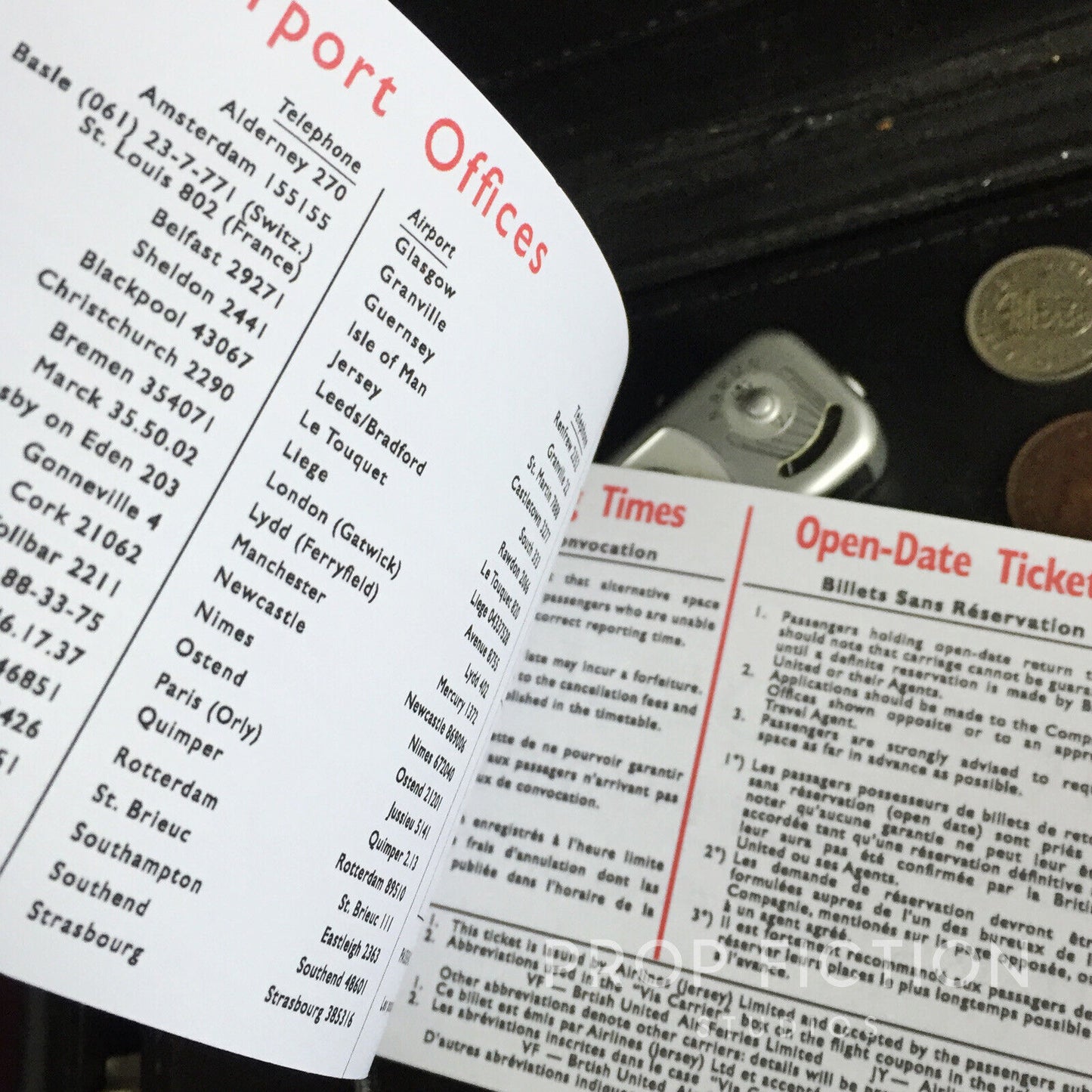 James Bond 007 Cosplay Display: Goldfinger - Prop BUAF British United 10-Page Airline Ticket