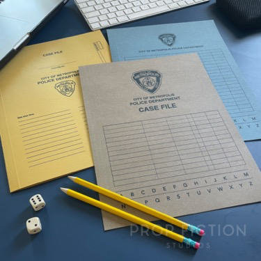 Movie Prop Metropolis City Police Case Files / 3 x Cosplay Investigation Report Folder Set