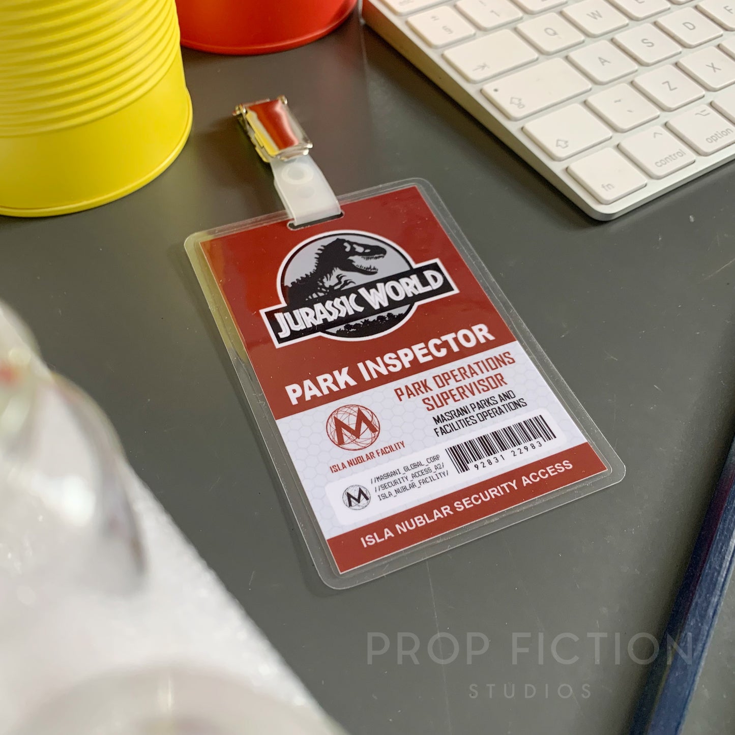 JPU / JW - Prop Masrani Security Clip-on Passes / Cosplay ID Card Badge Set