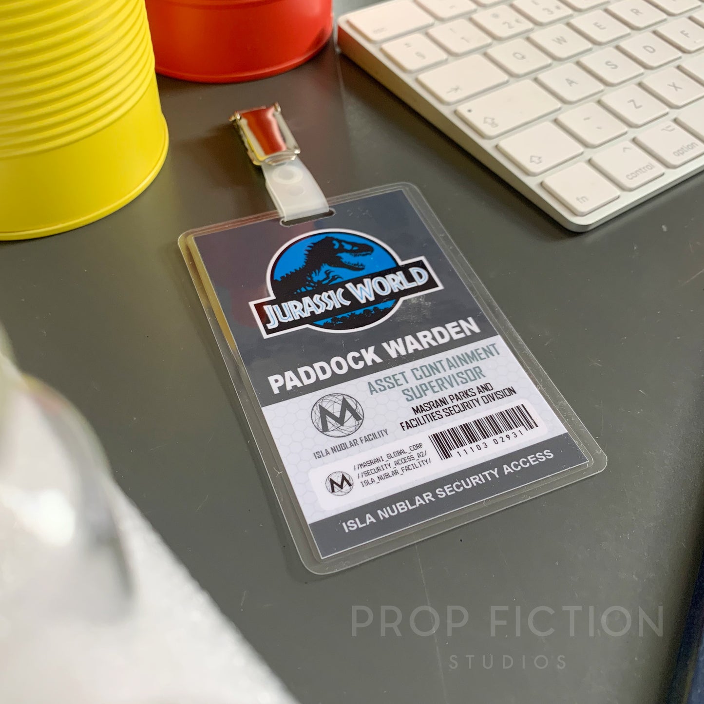 JPU / JW - Prop Masrani Security Clip-on Passes / Cosplay ID Card Badge Set