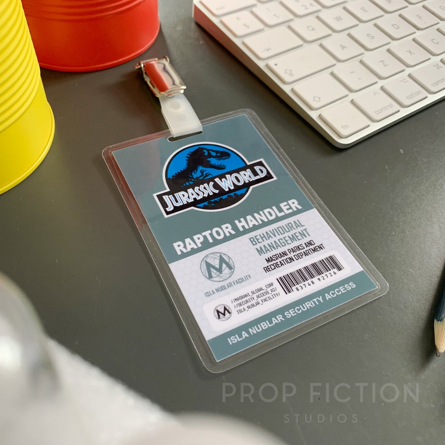 JPU / JW - Prop Masrani Security Clip-on Passes / Cosplay ID Card Badge Set