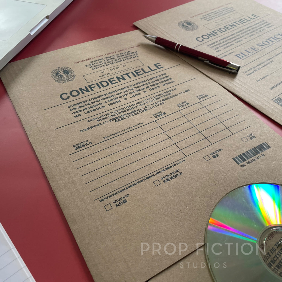 Movie Prop Classified Intelligence Files / 3 x Cosplay Red Notice Folder Set