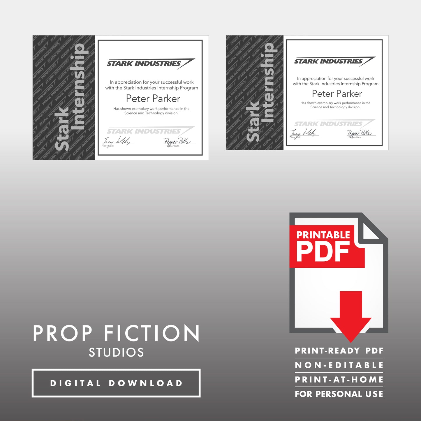 Intership Certificates: Printable PDFs - Set of Prop Certificates - Printable PDFs / Digital Downloads