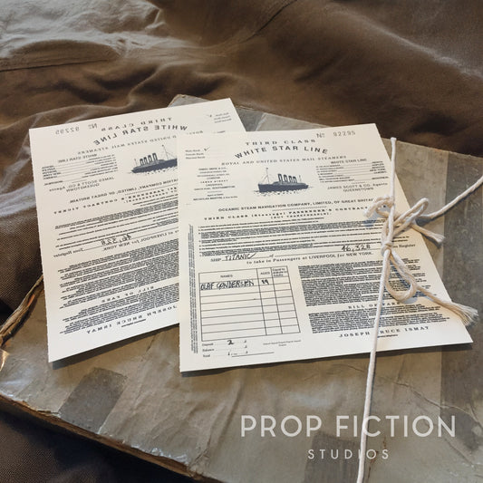 Titanic - Pair of 3rd Class / Steerage White Star Line Paper Movie Prop Tickets