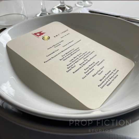 Titanic - 1st Class / First Class White Star Line Movie Prop Display Menu