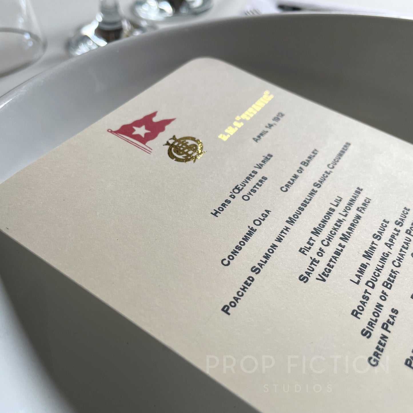 Titanic - 1st Class / First Class White Star Line Movie Prop Display Menu