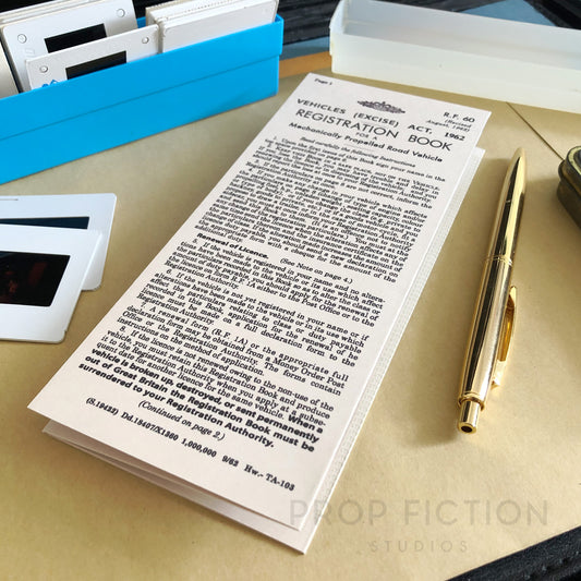 James Bond 007: Goldfinger - Prop 1960s Vintage Aston Martin DB5 / Cosplay Car Vehicle Log Book