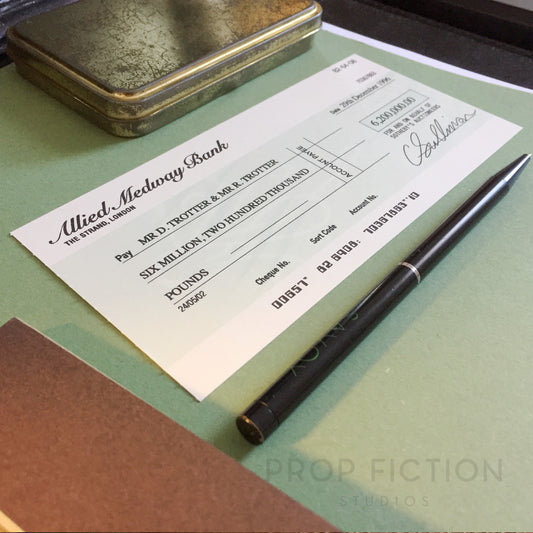 OFAH Cosplay Display: Prop £6.2 Million Bank Cheque / Trotter Auction Check