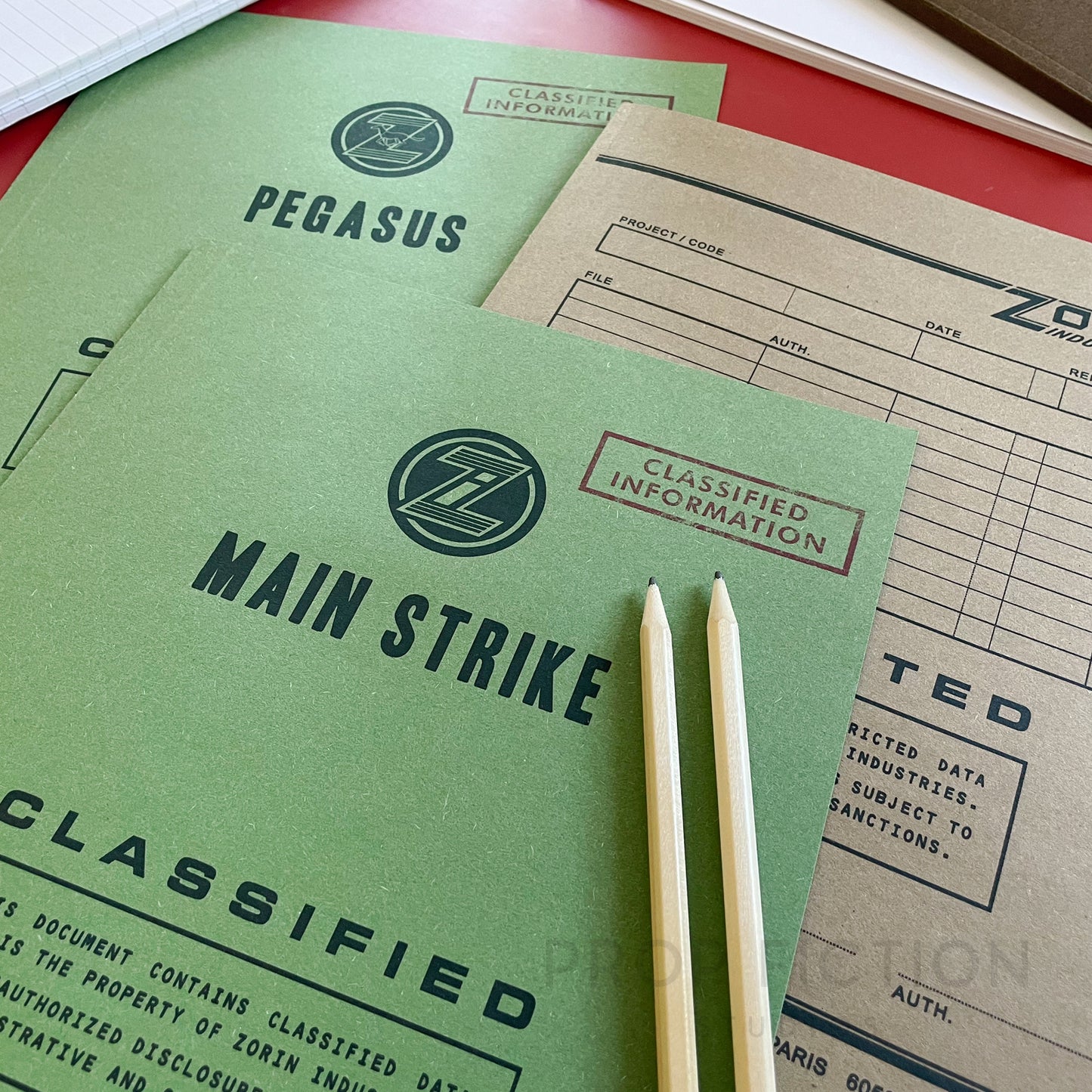 Movie Prop Cosplay Classified Zorin Project Files / 3 x Secret Operations Folder Set