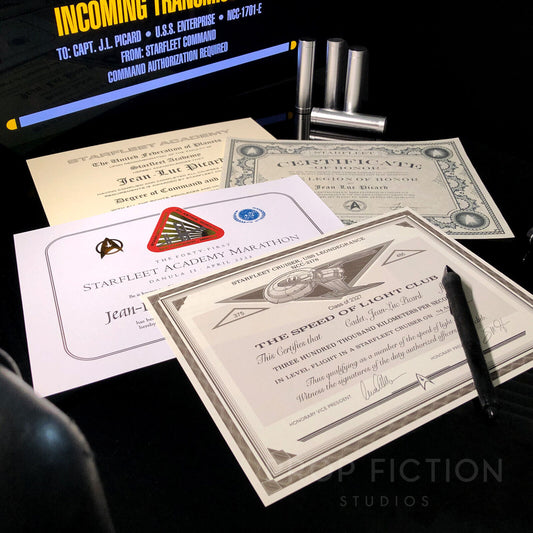 ST Display - Prop Jean-Luc Picard Starfleet Cosplay Diplomas / 4 Certificate Set