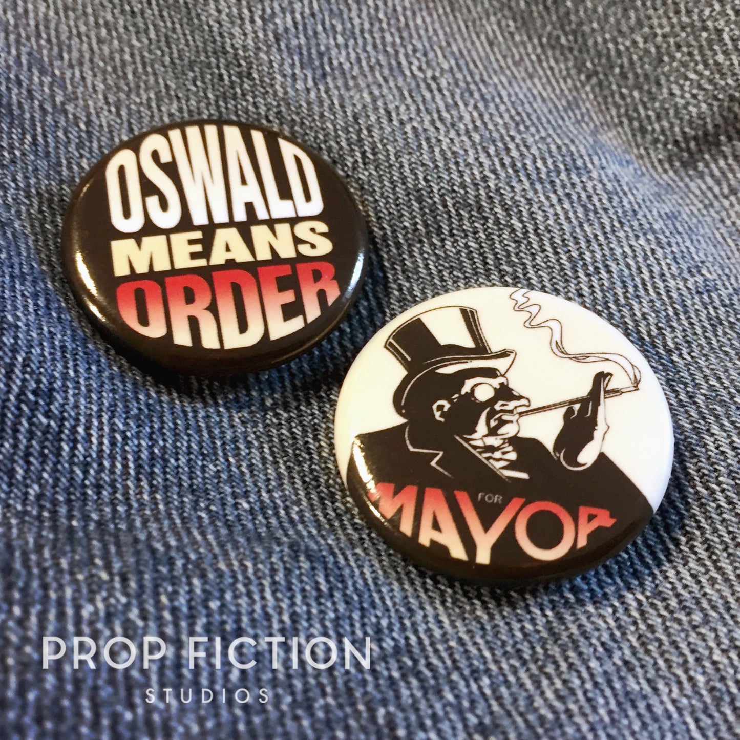 BR / TBU: Pair of Prop Oswald Cobblepot for Mayor 1.25" Button Badges