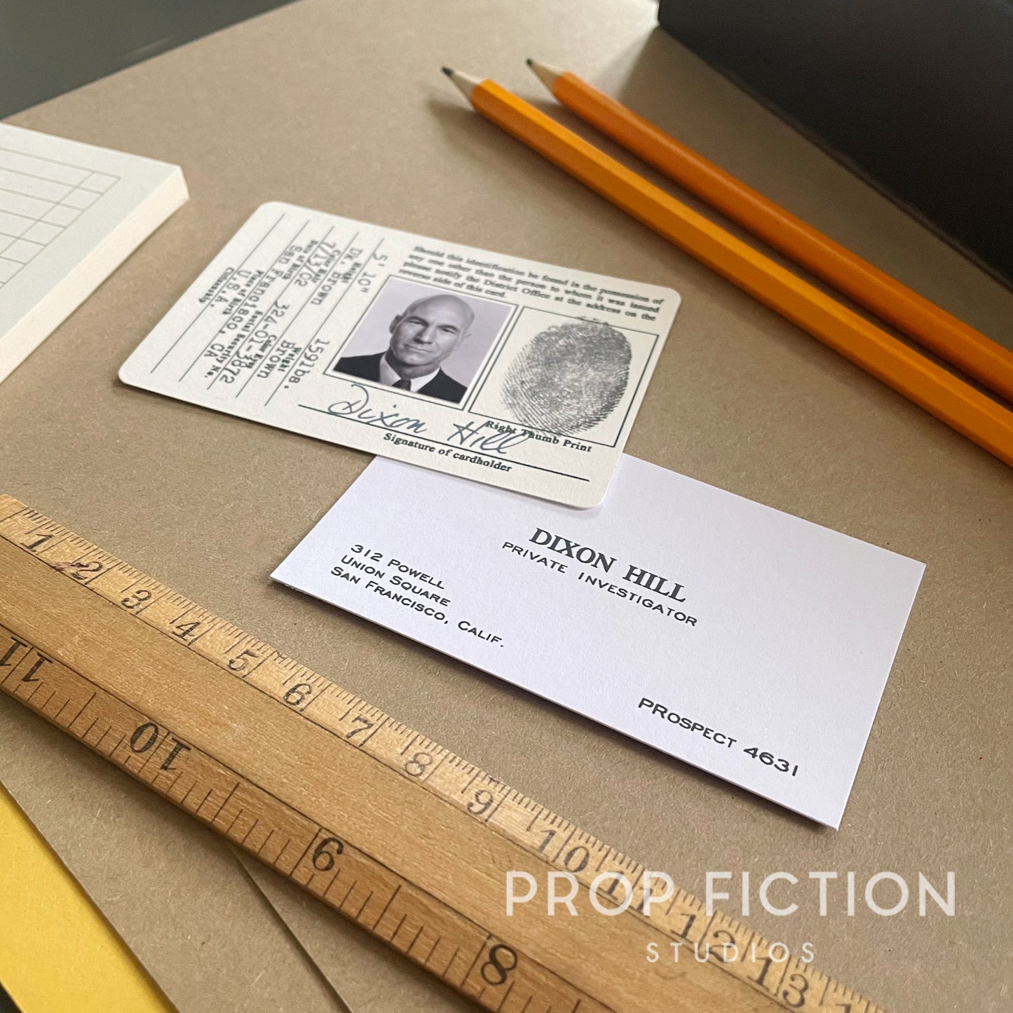 ST: TNG - Dixon Hill 1941 Display: Prop Private Investigator Licence / Historical 1940s Display Cards