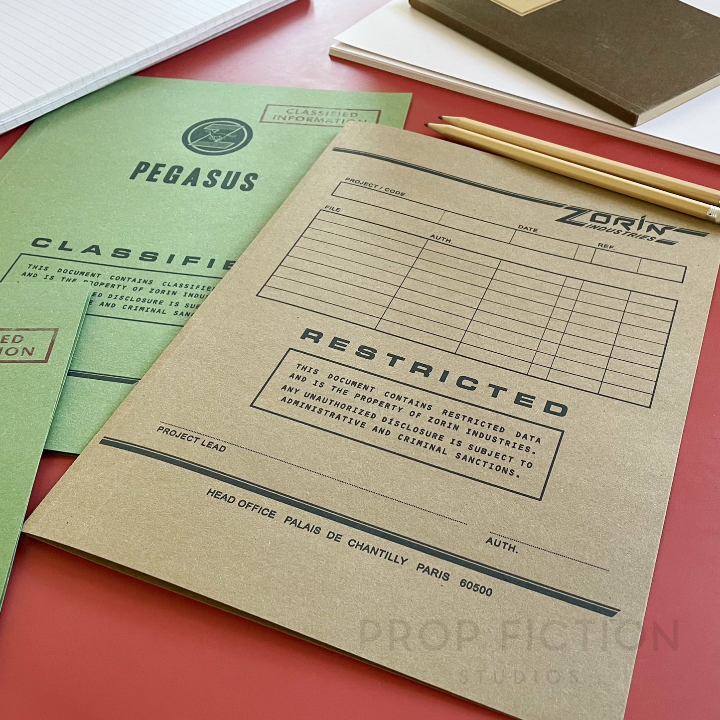 Movie Prop Cosplay Classified Zorin Project Files / 3 x Secret Operations Folder Set