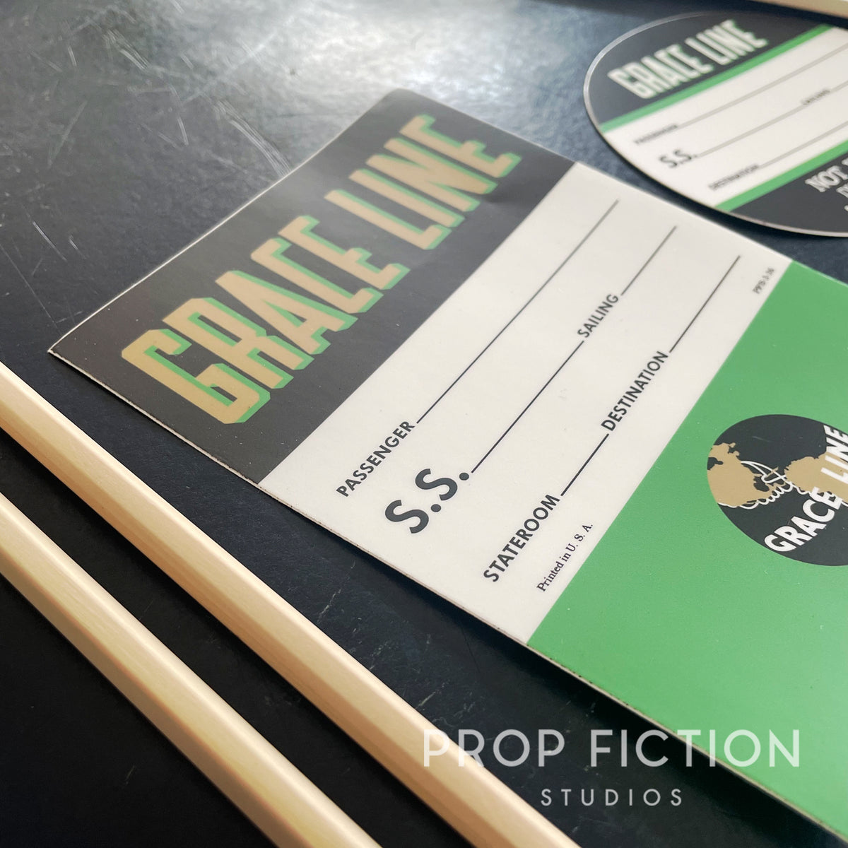 Indiana Jones - Pair of Prop 1930s Grace Line Stickers / Dressing Baggage Decals