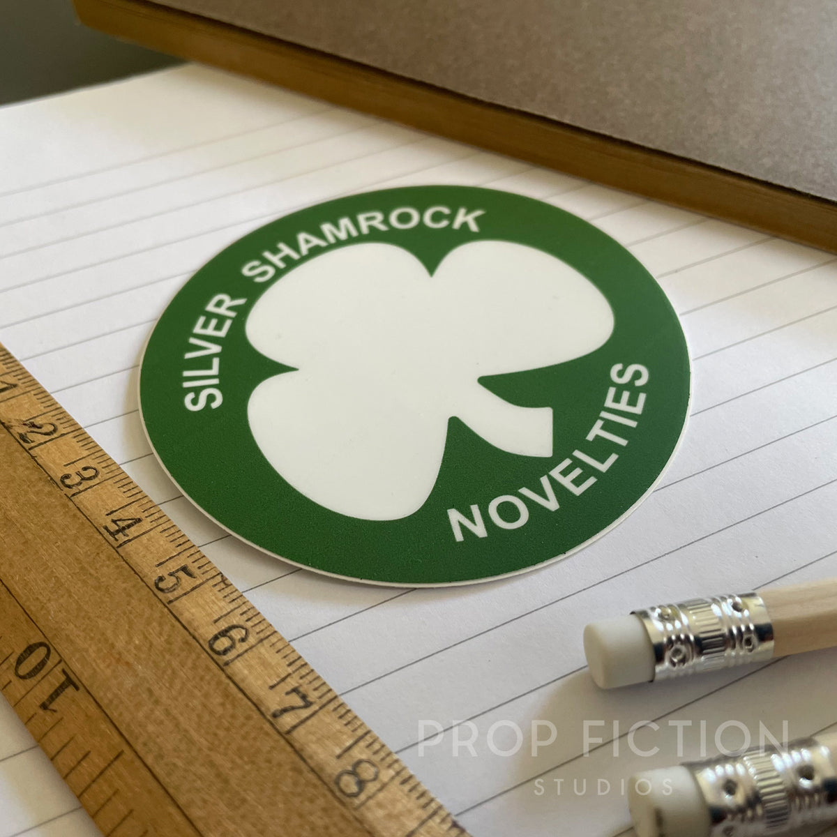 Halloween 3: Prop Silver Shamrock Novelties Laptop Sticker / Set Dressing Decal