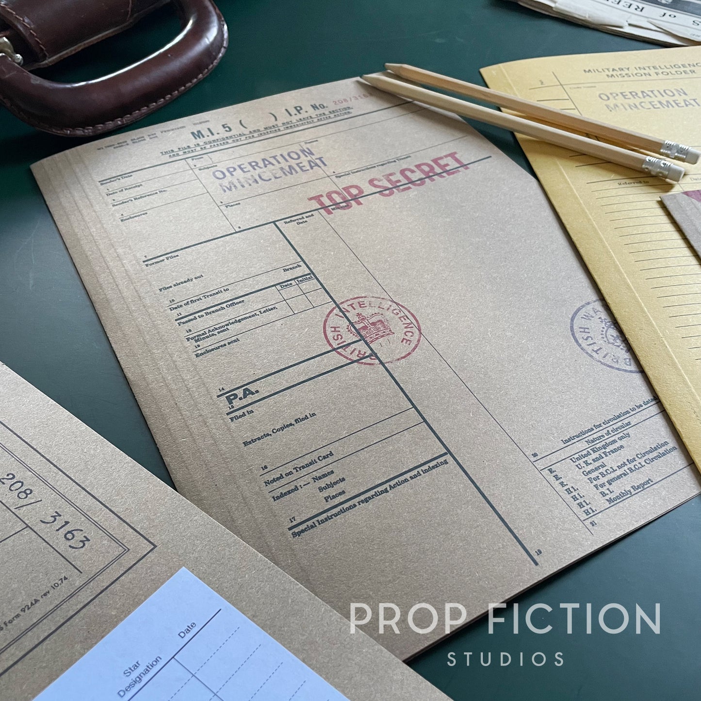 Movie Prop 'Operation Mincemeat' Top Secret Files / 4 x Cosplay WW2 Folder Set