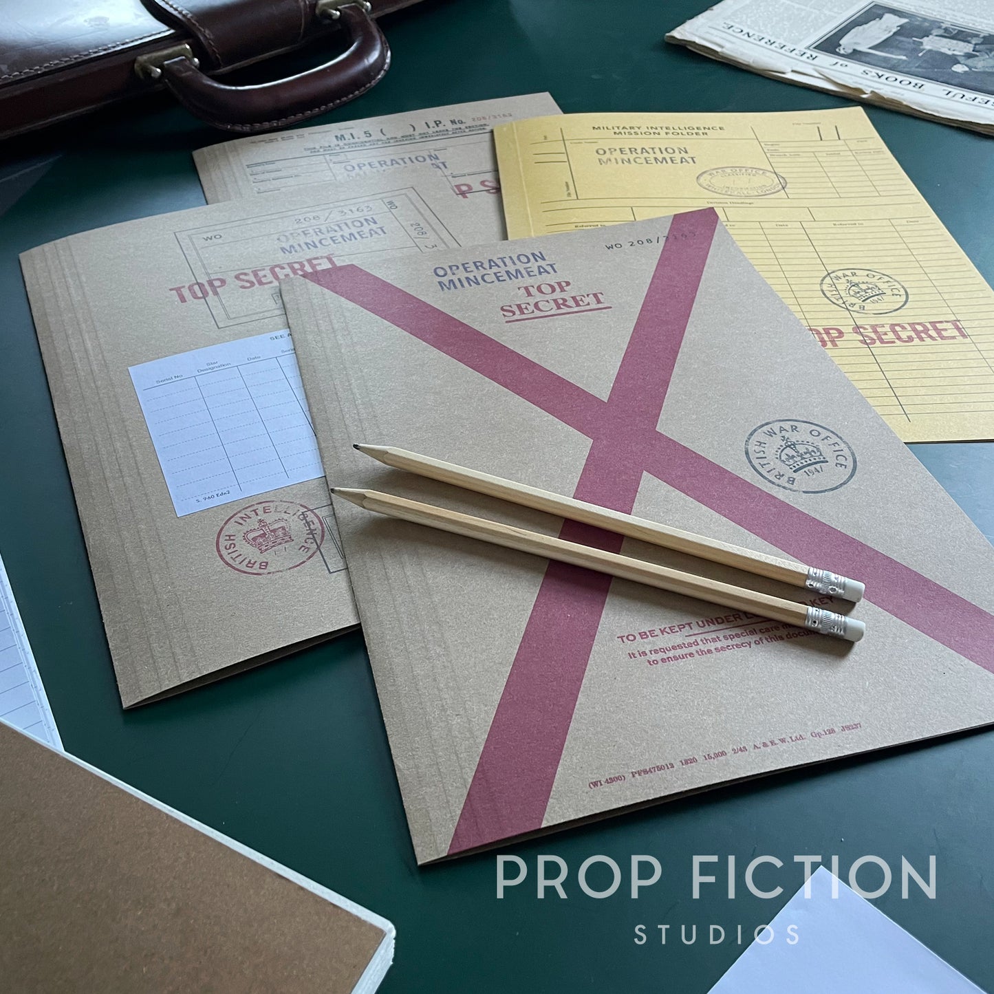 Movie Prop 'Operation Mincemeat' Top Secret Files / 4 x Cosplay WW2 Folder Set