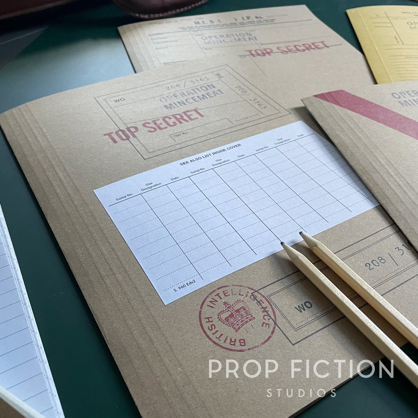 Movie Prop 'Operation Mincemeat' Top Secret Files / 4 x Cosplay WW2 Folder Set