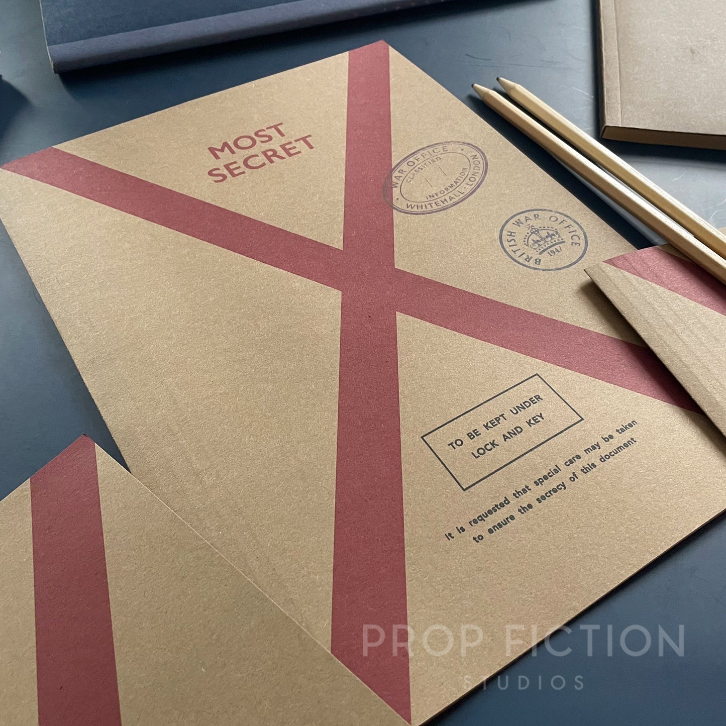 Prop Cosplay Top Secret Wartime Operation Files / 3 x Blank WW2 Folder Set