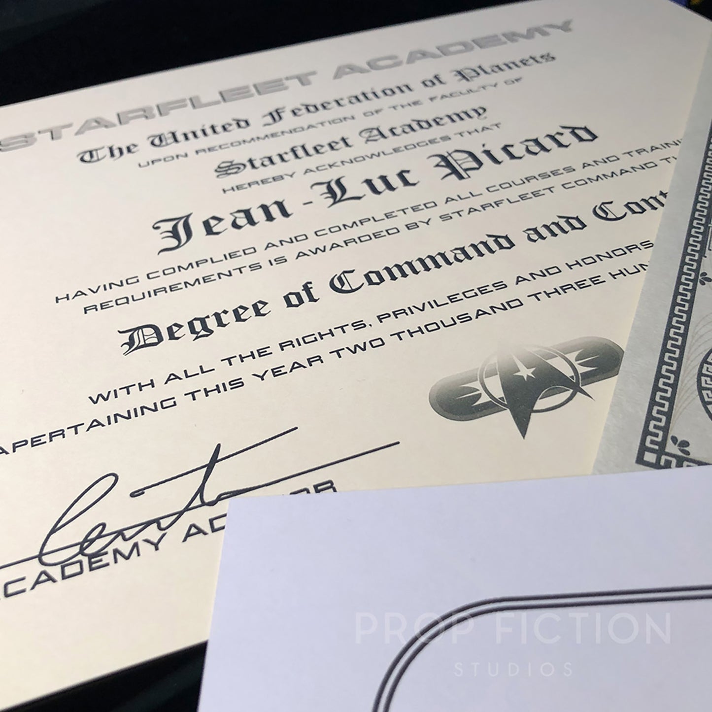 ST Display - Prop Jean-Luc Picard Starfleet Cosplay Diplomas / 4 Certificate Set