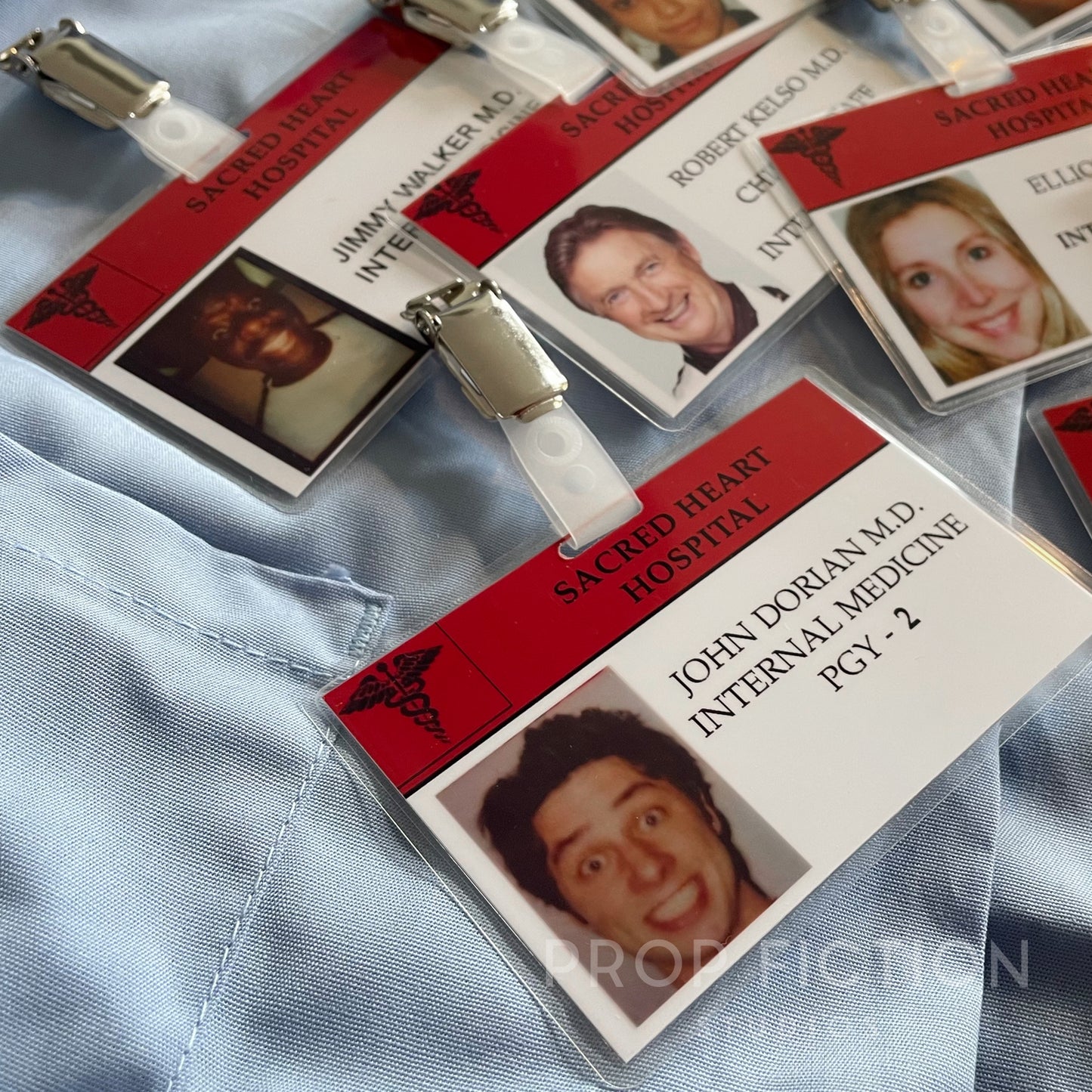 Scrubs: Season 2 - Clip-on Sacred Heart Hospital Prop / Cosplay ID Card Set