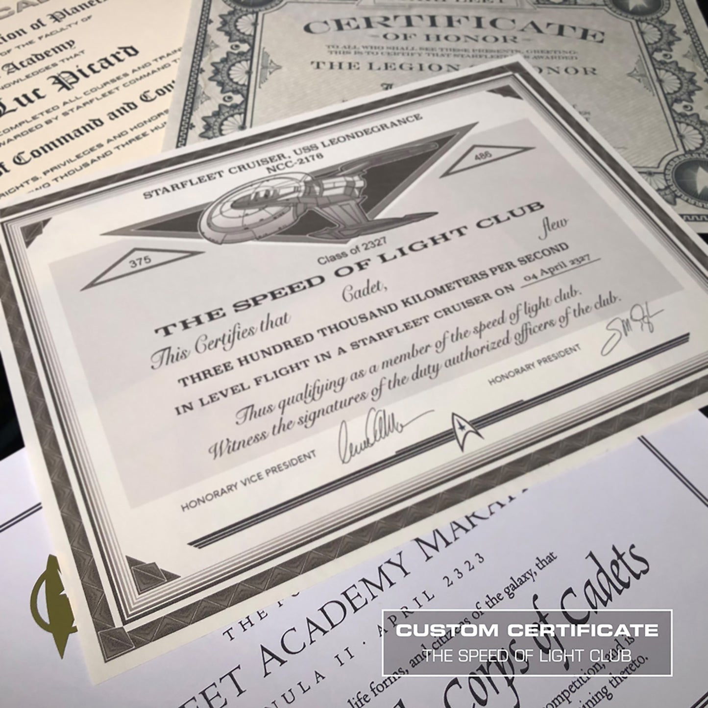 ST Display - Prop Jean-Luc Picard Starfleet Cosplay Diplomas / 4 Certificate Set