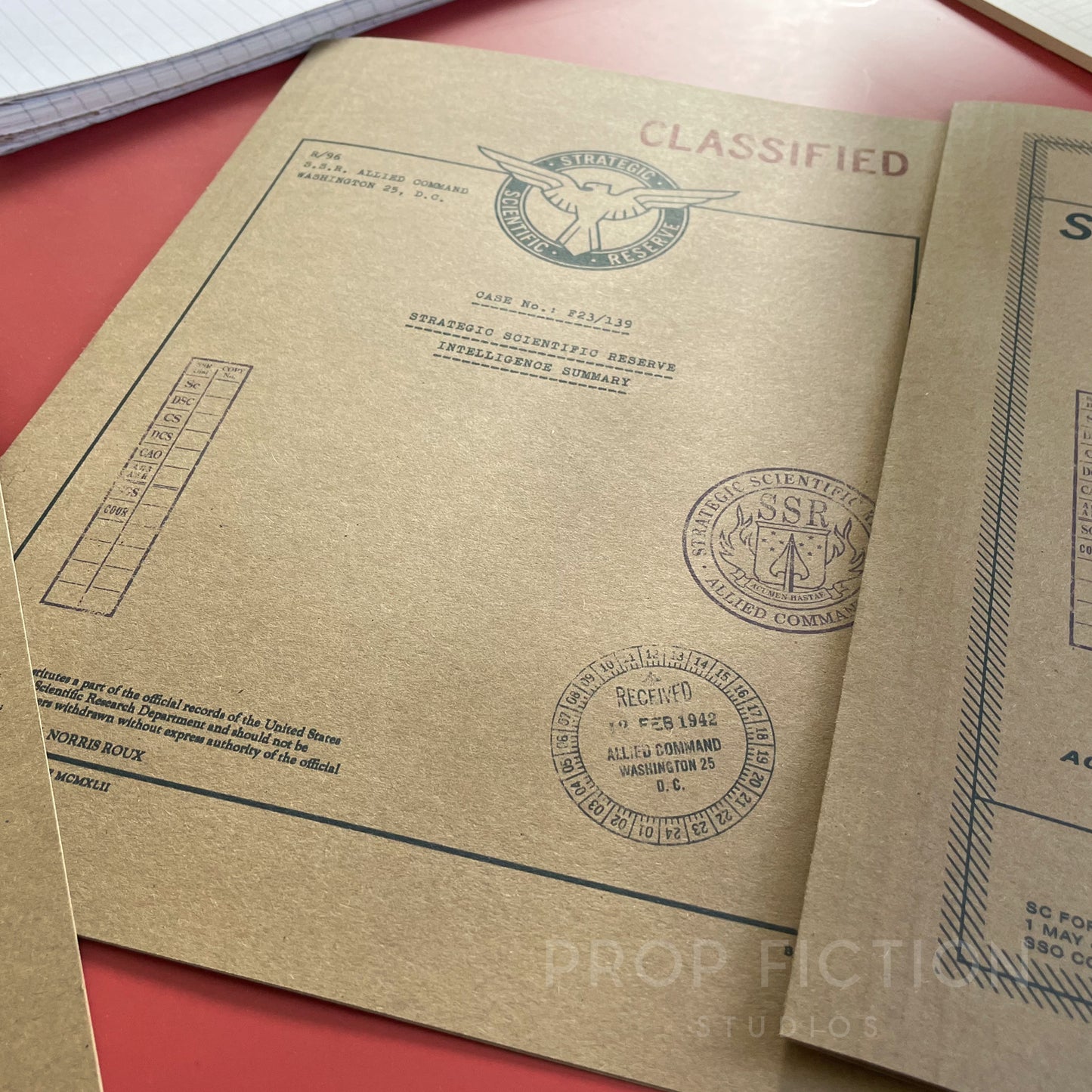 Movie Prop 1940s Secret Stark Research Files / 4 x Cosplay SSR Folder Set