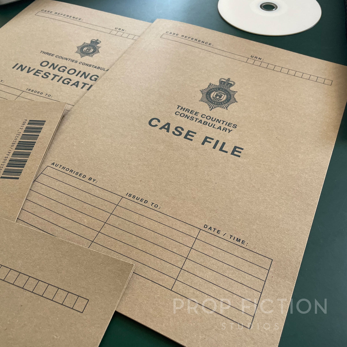 Movie Prop Three Counties Case Files / 4 x Cosplay Police Investigation Folder Set