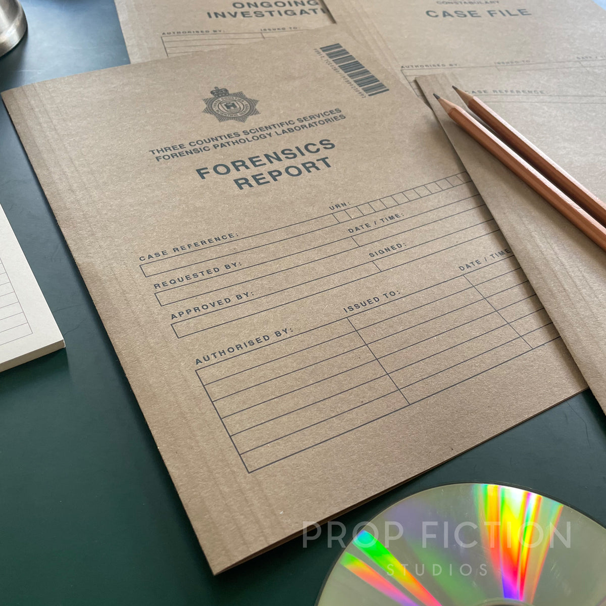 Movie Prop Three Counties Case Files / 4 x Cosplay Police Investigation Folder Set