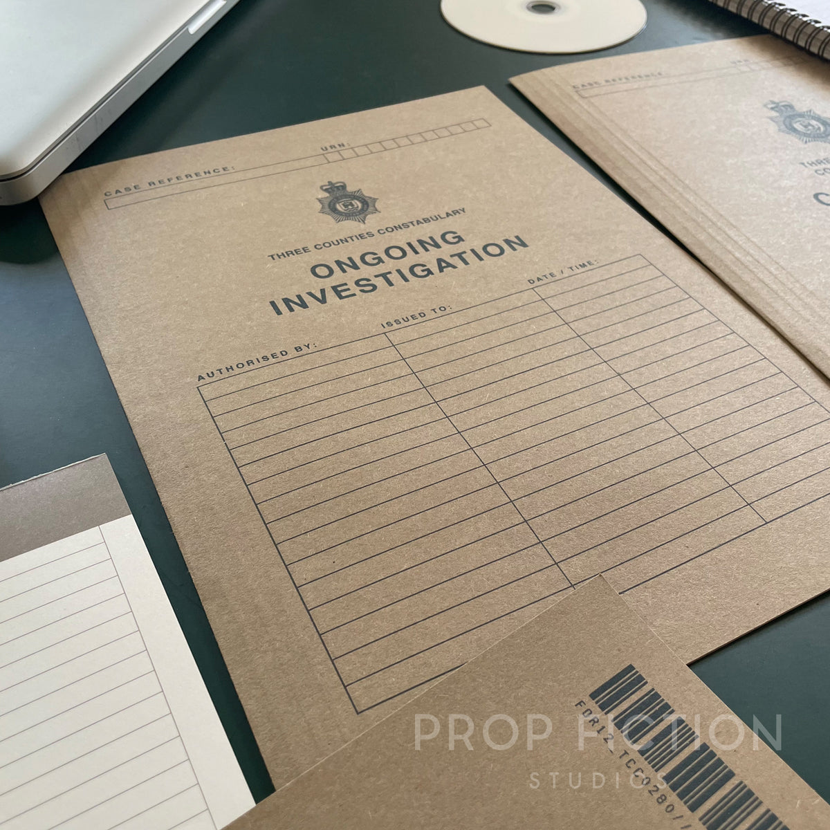 Movie Prop Three Counties Case Files / 4 x Cosplay Police Investigation Folder Set