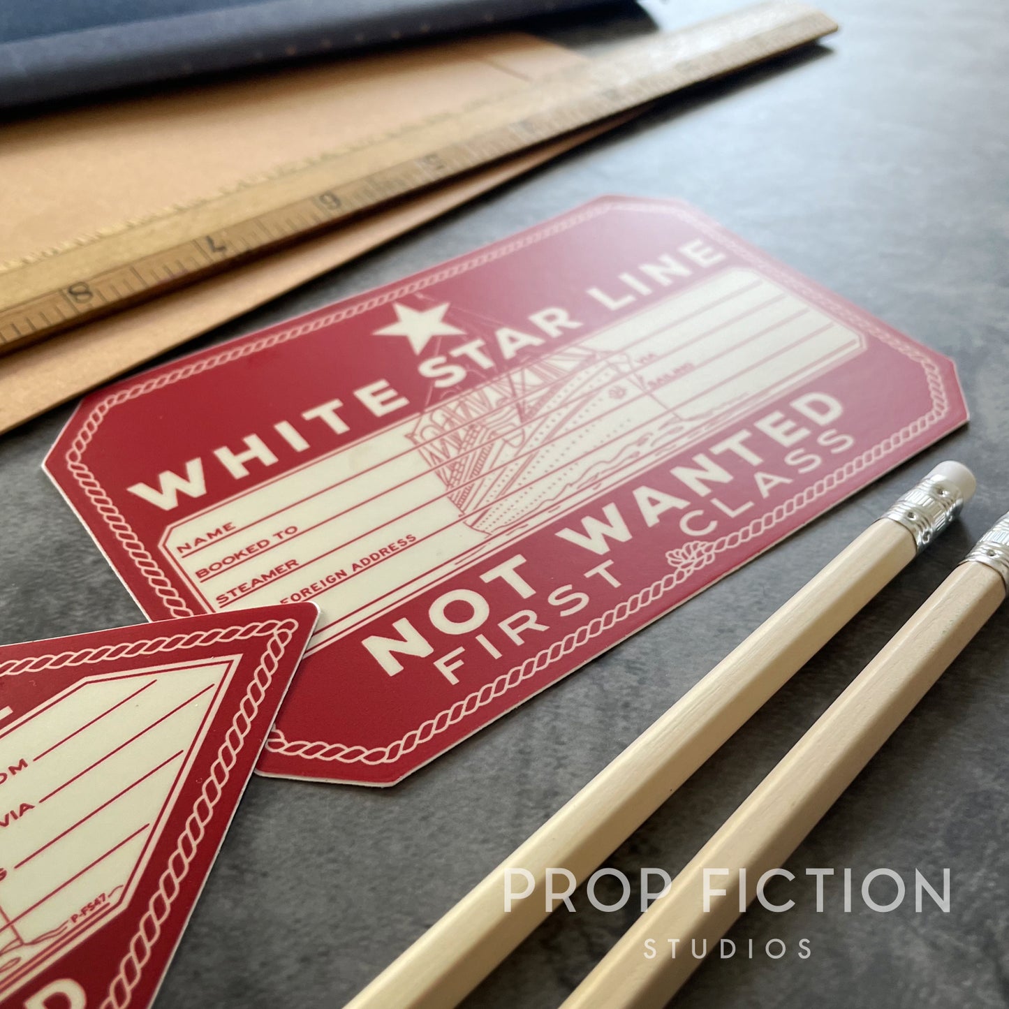 White Star Line / Pair of Prop Titanic 1912 Steamer Luggage Decal Sticker Labels