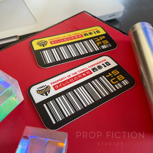AliPair of Prop Tyrell Corp Case Stickers / Laptop Computer Asset Tag Decals