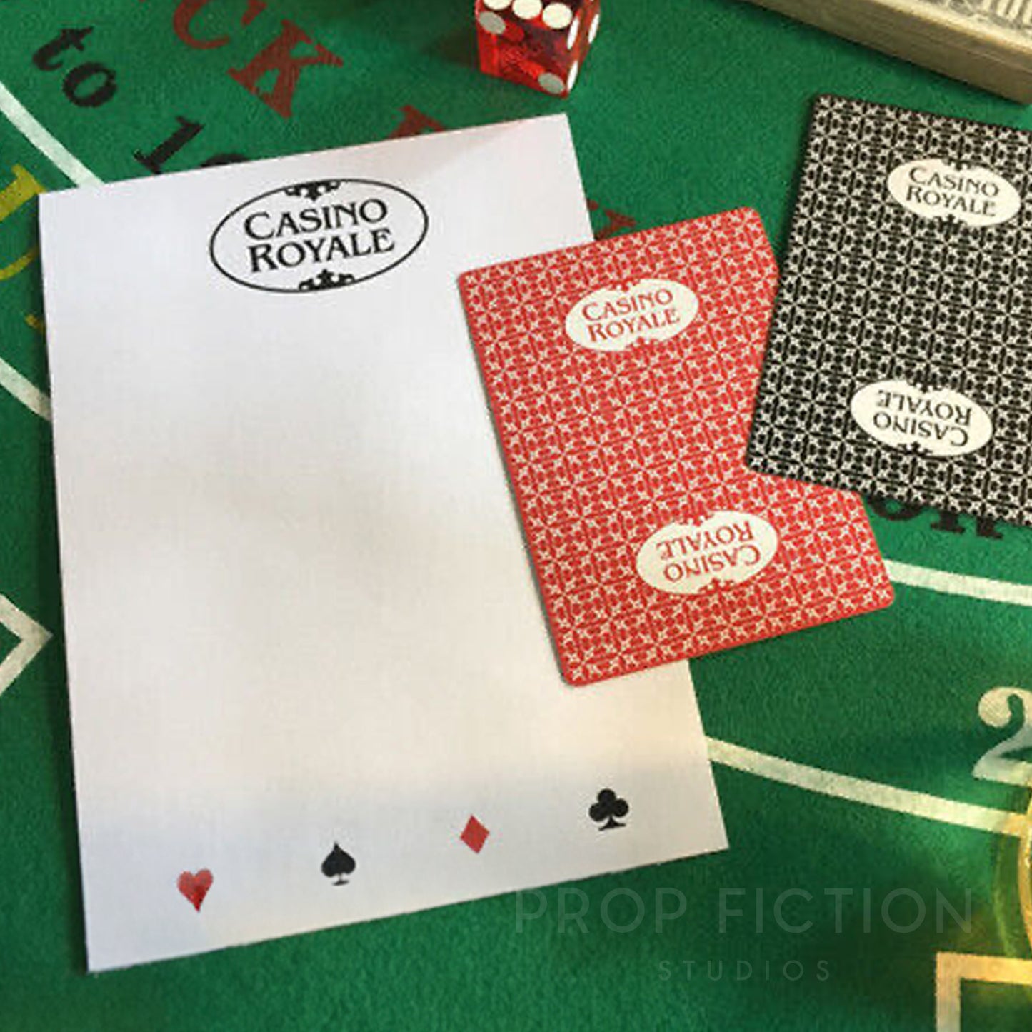 Casino Royale - Poker Playing Card Pair & Prop Croupier Pad Page Display Set