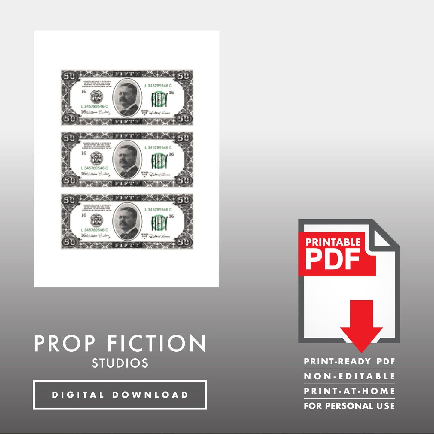The Goonies - Fratelli's Hideout Prop: Printable PDF - Prop Uncut Currency Sheet - Printable PDF / Digital Download