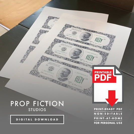 The Goonies - Fratelli's Hideout Prop: Printable PDF - Prop Uncut Currency Sheet - Printable PDF / Digital Download