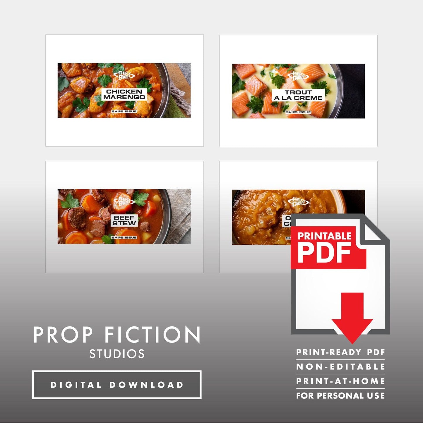 JMC Red Dwarf Ship's Issue Can Labels: Printable PDFs - Prop Ship Stores Food Tin Cosplay Label Sets - Printable PDFs / Digital Downloads