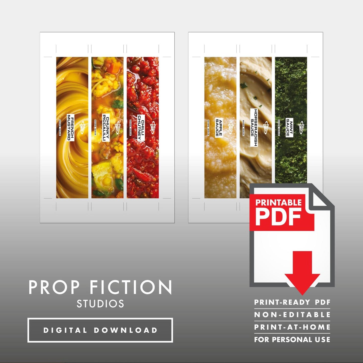 JMC Red Dwarf Ship's Issue Sauces / Spices Label Set: Printable PDFs - Prop Stores Cosplay Label Sets - Printable PDFs / Digital Downloads