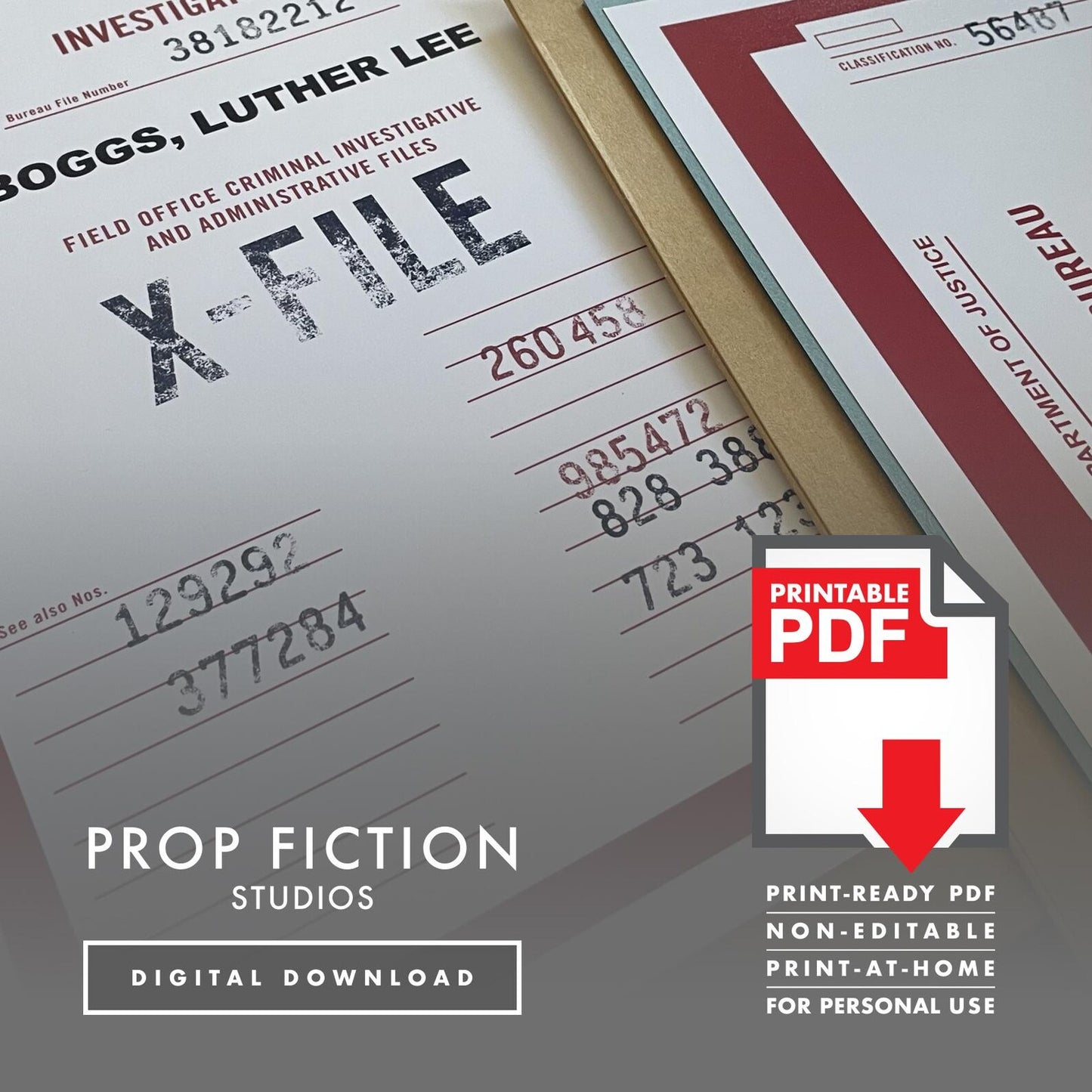 X-Files Cover Sheet Set: Printable PDFs - Set of Prop Secret File Cover Sheets - Printable PDFs / Digital Downloads