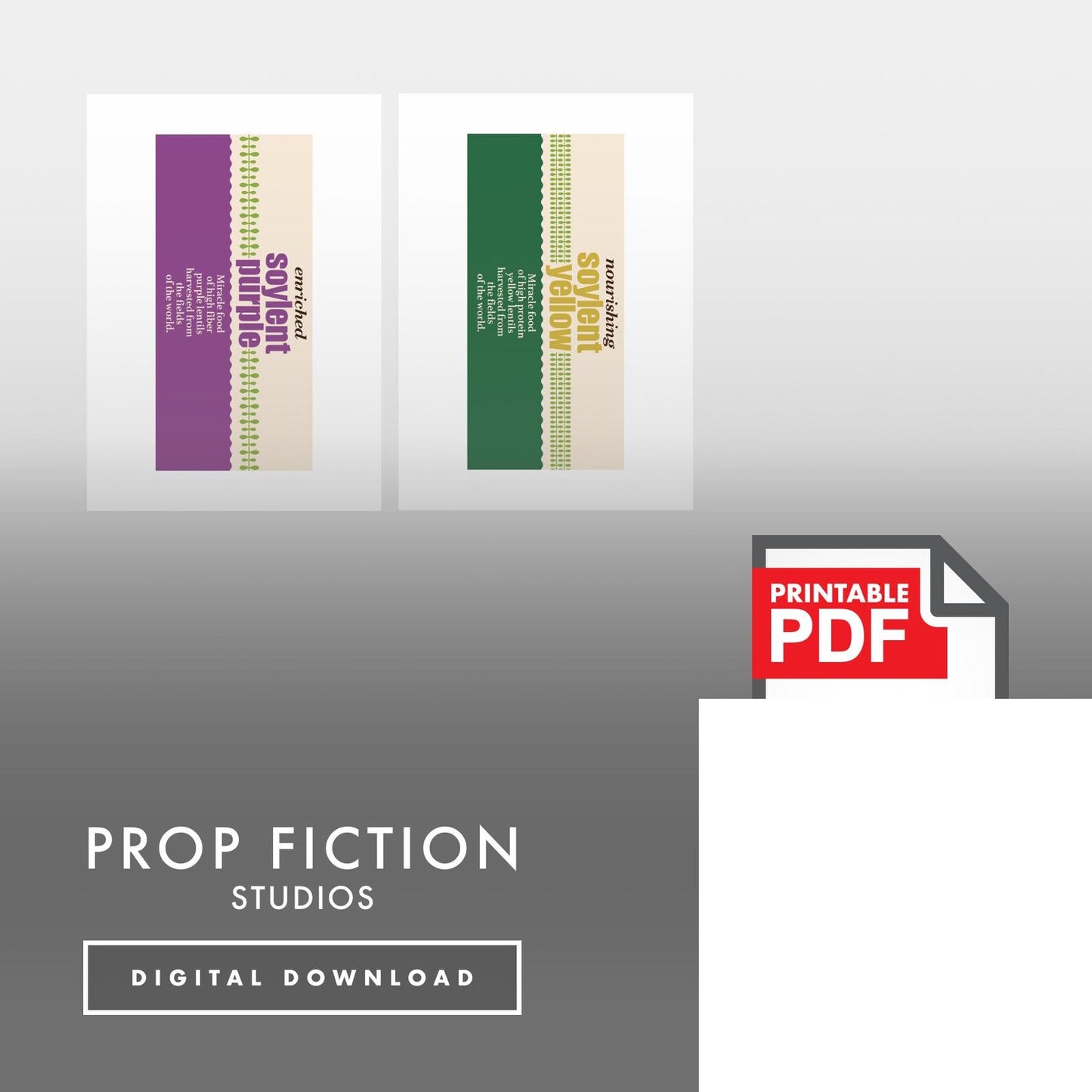 Soylent Green Can Display: Printable PDF - Prop Soylent Food Tin Cosplay Label Set - Printable PDF / Digital Download
