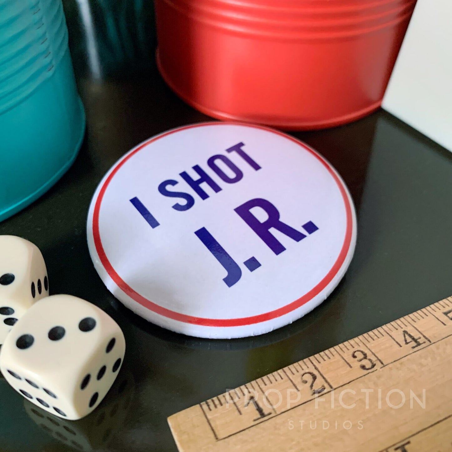 Dallas: Prop Promo 'I Shot JR' 2.25” Button Badge / Cosplay Pop Culture Costume