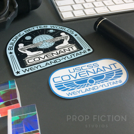 Cosplay Set Dressing Display: Pair of Prop USCSS Covenant Case Stickers / Equipment Decals