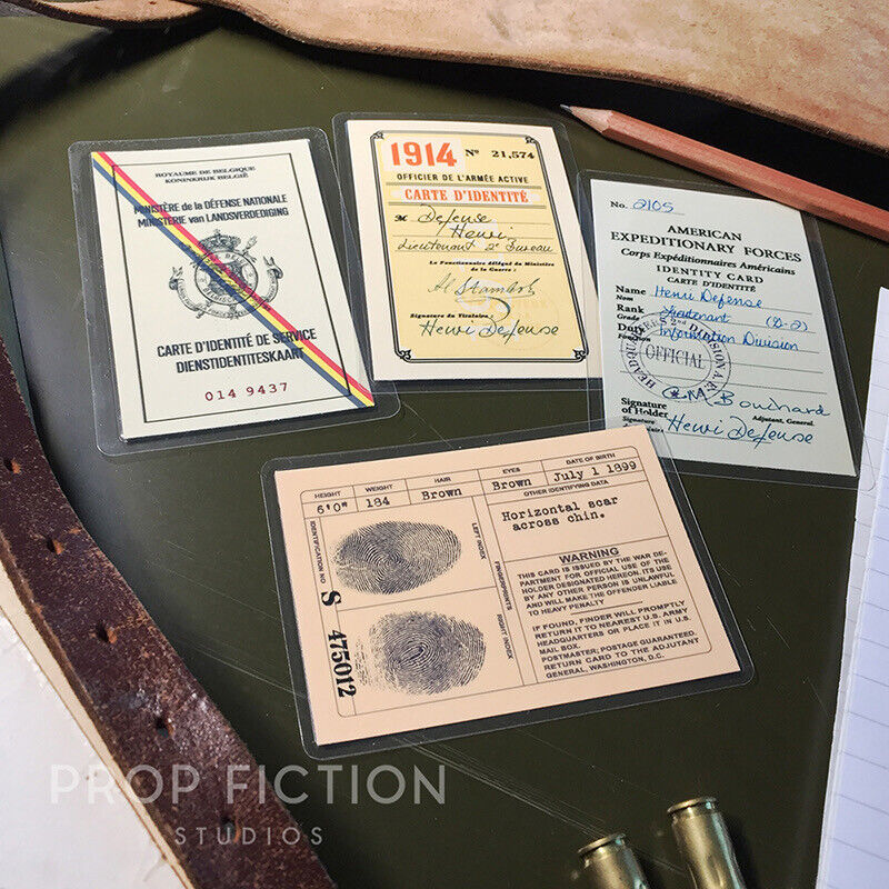 Indiana Jones: Prop Wartime Issue Identification Cards / WWI & WWII Cosplay IDs