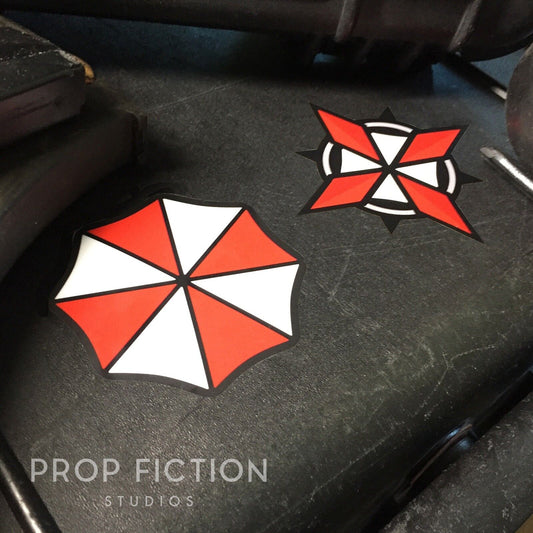 Resident Evil: Pair of Prop Umbrella Corporation Stickers / Set Dressing Decals