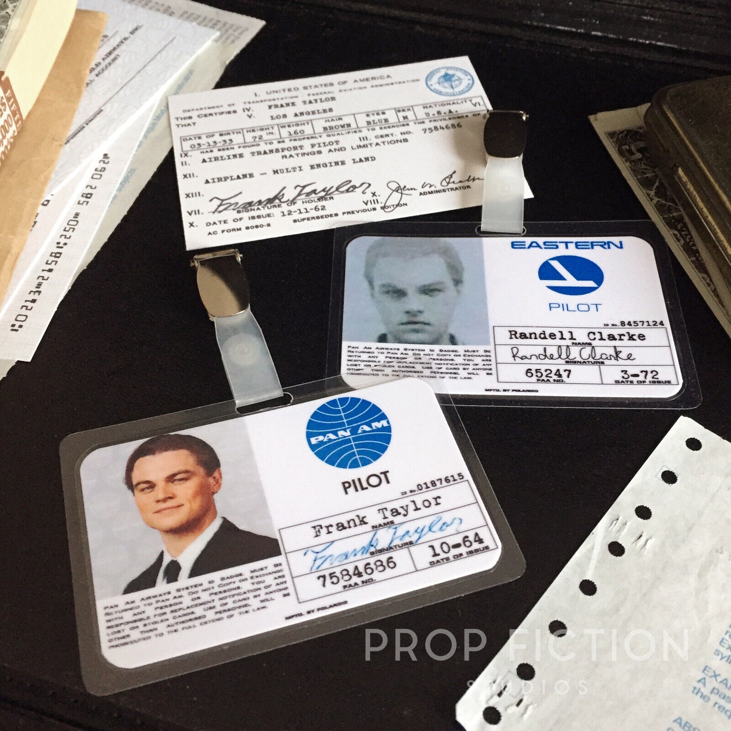 Catch Me If You Can - Prop Pan Am / Eastern ID / Airline Pilot Licence Card Set