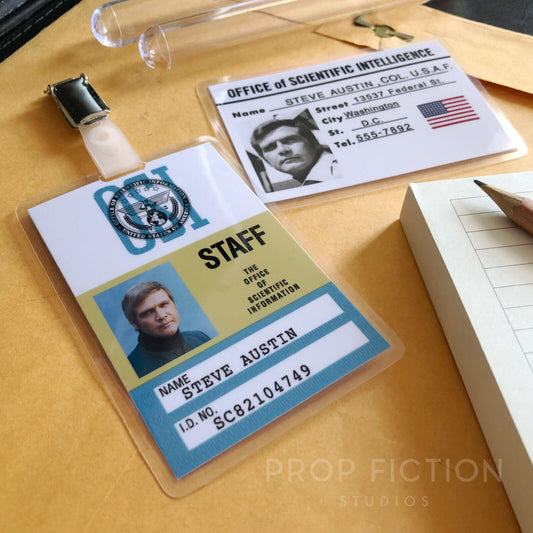 Six Million Dollar Man / Bionic Man: Prop Steve Austin OSI Cosplay ID Badges